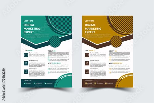 A bundle of 2 templates of different colors a4 flyer template, modern business flyer template, abstract business flyer and creative design.