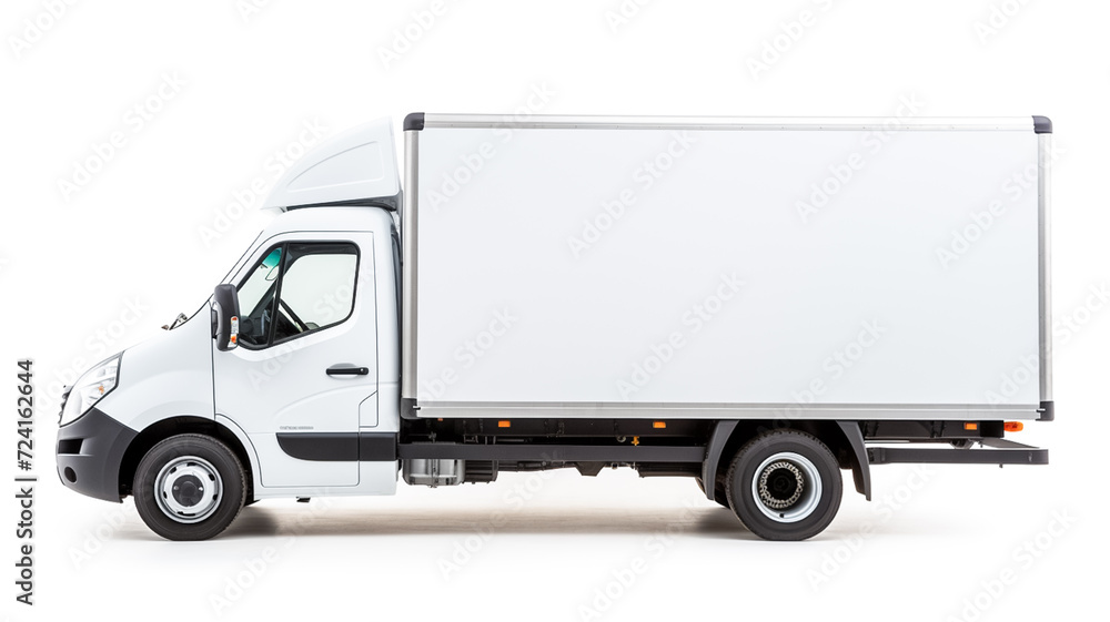 White box truck on isolated empty background for mockup. White box truck on isolated empty background for mockup.