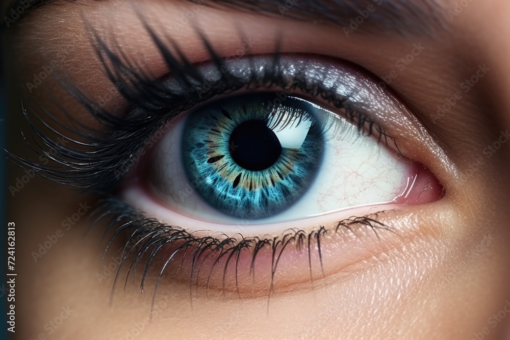 A detailed close-up of a person's blue eye. Perfect for eye care or beauty-related projects A detailed close-up of a person's blue eye. Perfect for eye care or beauty-related projects