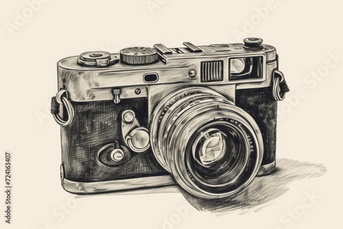 A black and white drawing of a camera. Suitable for use in photography blogs and articles