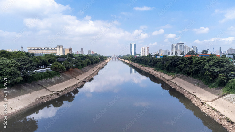 aerial view of the tietê waterfront near the Limão bridge in São Paulo Brazil