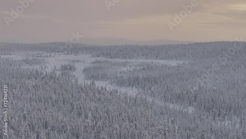 Aerial view of the toundra in the Urho Kekkonen Park in Finland photo