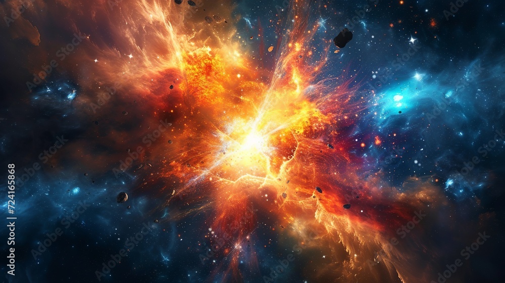 Deep space massive energy burst, star explosion