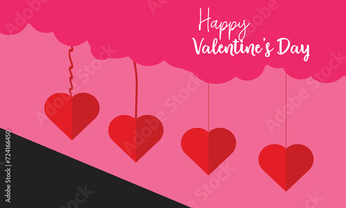 Happy Valentines Day card template ,banner design. with calligraphic inscription. Valentin's Day message February 14 vector, Valentine's Day Greeting & Wishing vector poster, Vector Illustration