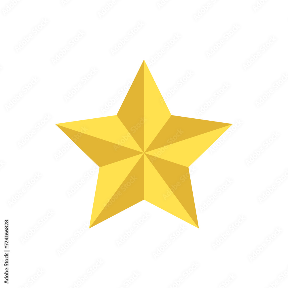 Fototapeta premium bright yellow golden star with shadow