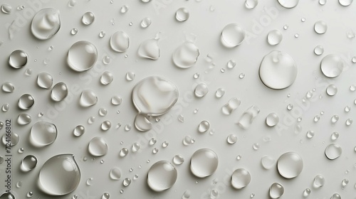 Many water drops on a white background top view, water drop background, water drop banner, water drops, water drop closeup, water as a background, water banner, background