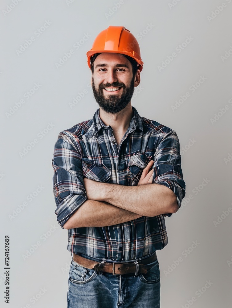 Photo a worker smiling with isolated background Photo a worker smiling with isolated background