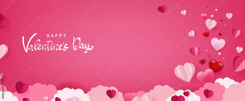 Valentines Day Postcard With Origami Hearts Valentines Day Postcard With Origami Hearts