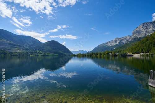 Great view of Grundlsee lake in Austrian Alps. Popular tourist attraction. Location place Austrian alps  Steiermark  Europe.