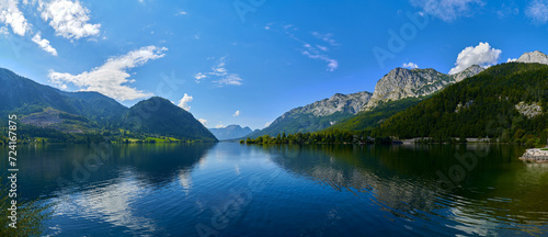 Great view of Grundlsee lake in Austrian Alps. Popular tourist attraction. Location place Austrian alps  Steiermark  Europe.