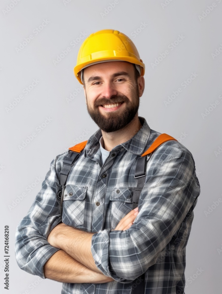 Photo a worker smiling with isolated background Photo a worker smiling with isolated background