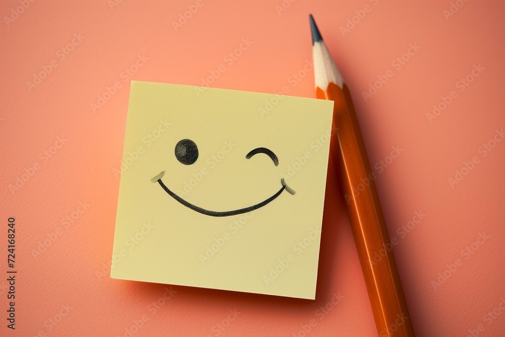 Charming Image of a Smiley Face on a Sticky Note