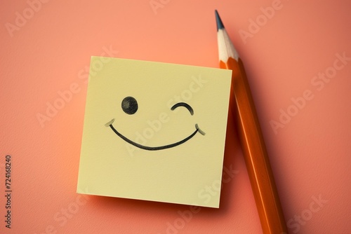 Obraz na płótnie Charming Image of a Smiley Face on a Sticky Note w salonie