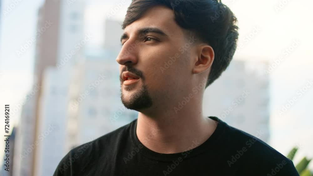 Close up video of focused young man looking for inspiration. Video concept of creativity and focus on work. Close up video of focused young man looking for inspiration. Video concept of creativity and focus on work.