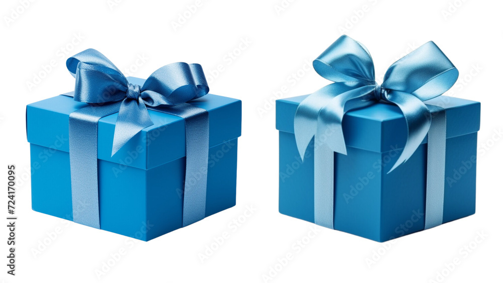 Set of Blue color premium gift box with blue ribbon isolated on a transparent background Set of Blue color premium gift box with blue ribbon isolated on a transparent background