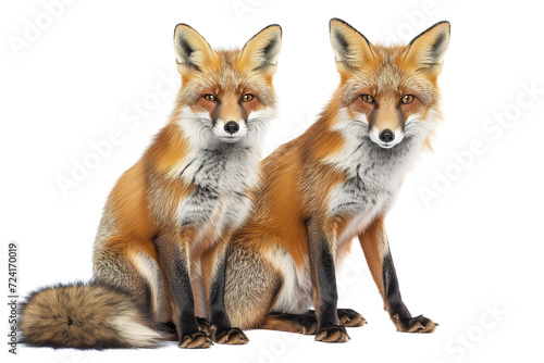 Three foxes, a red fox, swift fox, and kit fox, sit side by side in a peaceful moment, their snouts pointed towards the sky as they bask in the beauty of the great outdoors