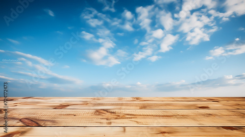 wooden bridge over blue sky, wooden fence and blue sky, wooden bridge over the river Generated by AI