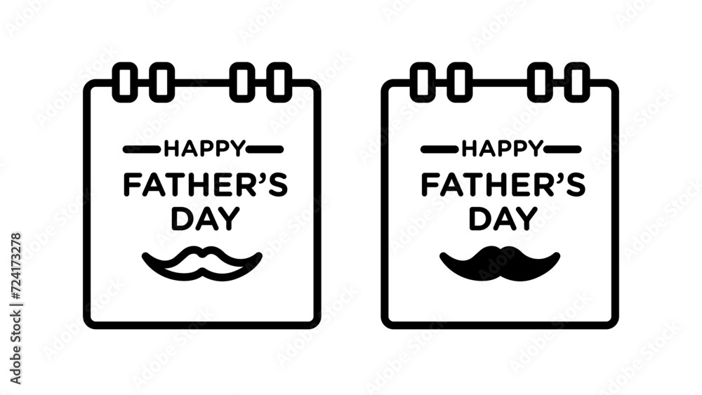 Father's Day Timetable Line Icon. Paternal Month Icon in Black and White Color.