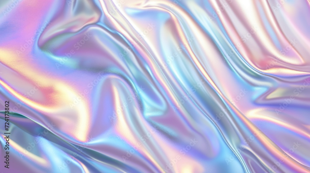 Abstract background with colourful iridescent holographic foil. Trendy 2yk fashion banner, pastel silver metallic wallpaper Abstract background with colourful iridescent holographic foil. Trendy 2yk fashion banner, pastel silver metallic wallpaper
