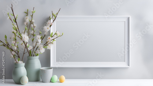 flowers in the window frame, blank, photo, wall, flower, design, decoration, empty, picture, interior, vector, 3d, art, paper, card, room, illustration, gallery Generative AI   photo