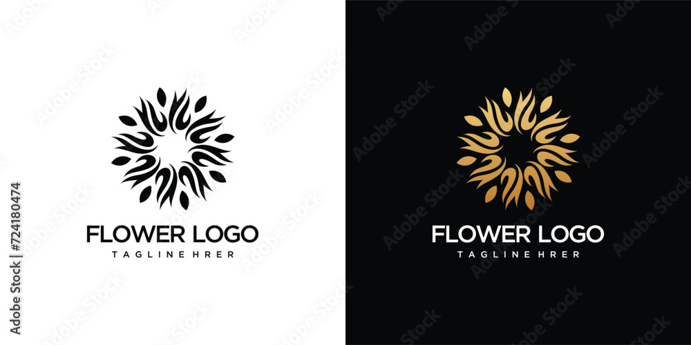 Fototapeta premium Luxury logo design concept. flower logo template .beauty or spa logo