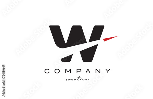 W arrow letter logo icon design vector illustration. Creative template for a business or company in black and red