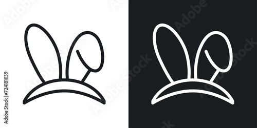 Bunny Ear Icon designed in a line style on white background.