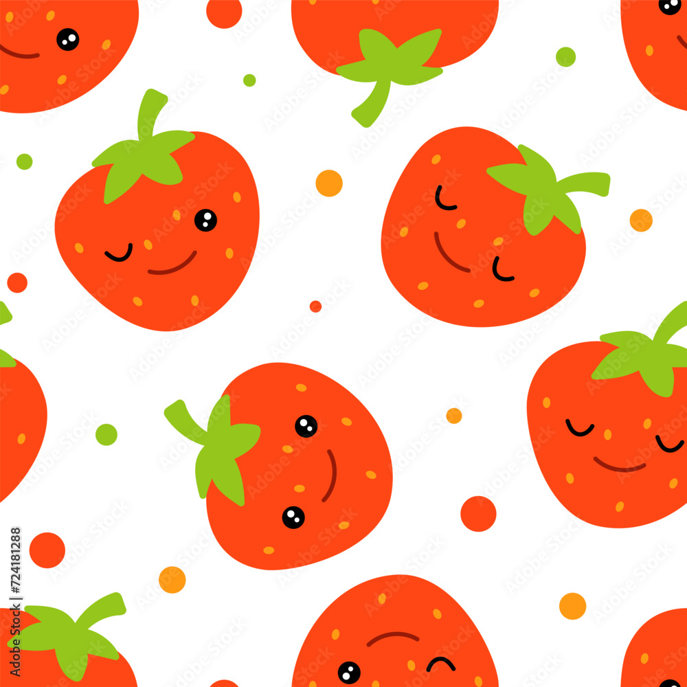 Vector seamless pattern with cute strawberries Vector seamless pattern with cute strawberries