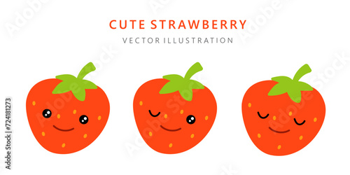Strawberry emotion. Vector set icons.