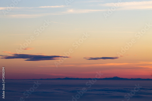 Mountain silhouette at sundown