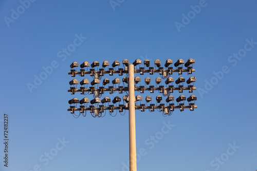 Cuadro en lienzo stadium lights on blue sky background in Doha old port