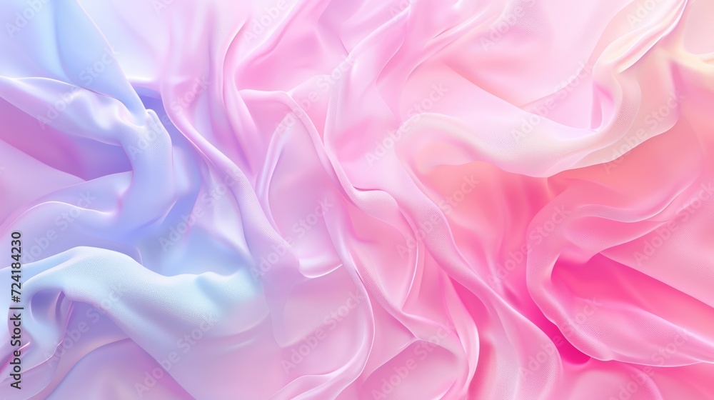 Obraz premium Fashionable aesthetic pastel background with silky soft textile fabric. Elegant wavy cloth texture
