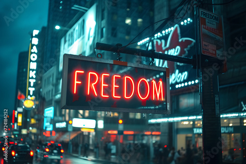 Verwitterte Freiheit: Heruntergekommenes Schild mit der Aufschrift 'FREEDOM' verströmt nostalgische Authentizität und erzählt Geschichten vergangener Zeiten auf verlassenem Gelände.