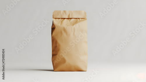 Blank Kraft Paper Packaging Bag Isolated on White Background