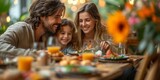 Family Bonding Over a Meal: A Heartwarming Scene of Joy and Togetherness at a Restaurant, Sharing Love and Laughter, Generative AI