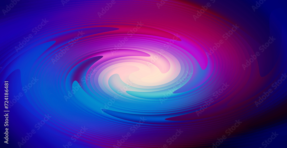 Dynamiczna kompozycja ze spiralnym wirem światła w centrum w żywych kolorach czerwieni, granatowego, niebieskiego i błękitu - abstrakcyjne tło - obrazy, fototapety, plakaty 
