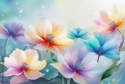 floral background, watercolor, pastel color, gerado com ia © MarioSergio