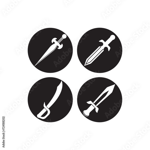 Set of swords logo template vector icon illustration design