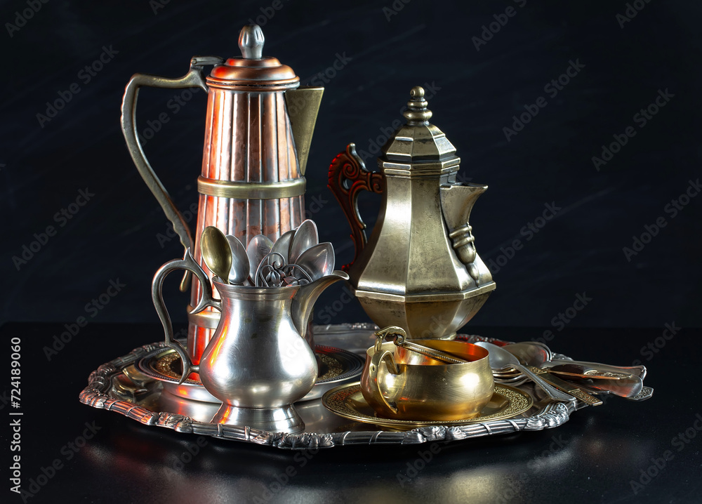 Antique silver tableware for dining room Antique silver tableware for dining room