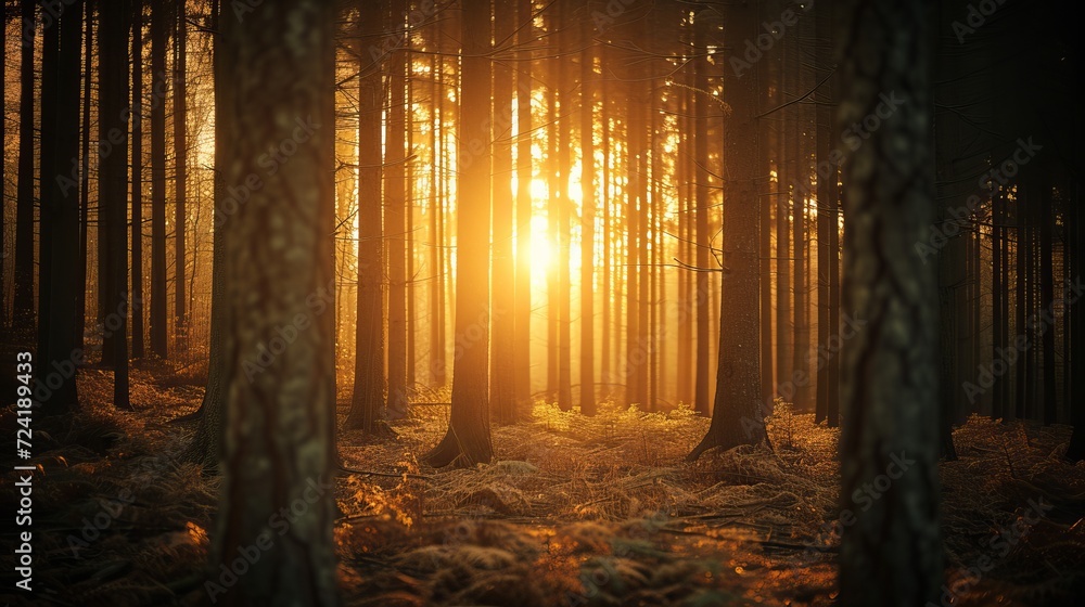 Obraz premium sun rays in the forest