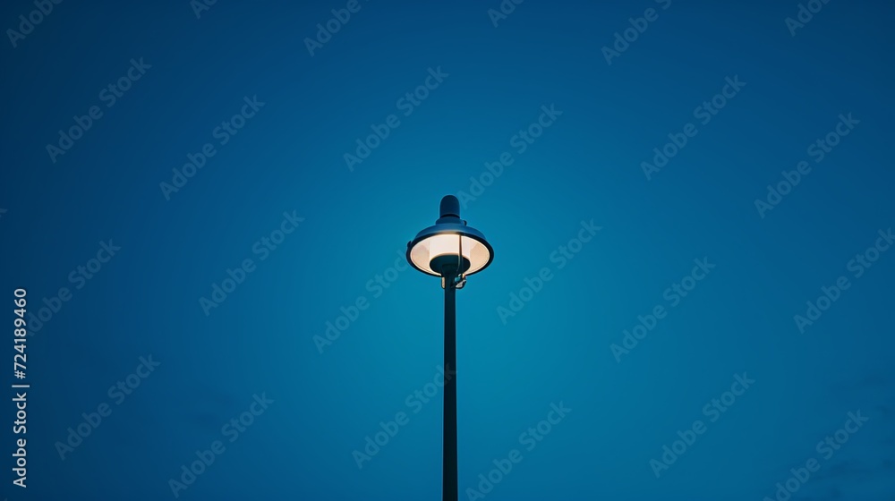 street lamp on blue sky background