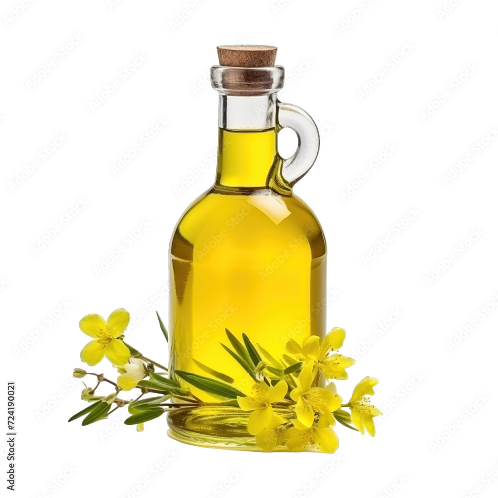 fresh raw organic spring oil in glass bowl png isolated on white background with clipping path. natural organic dripping serum herbal medicine rich of vitamins concept. selective focus