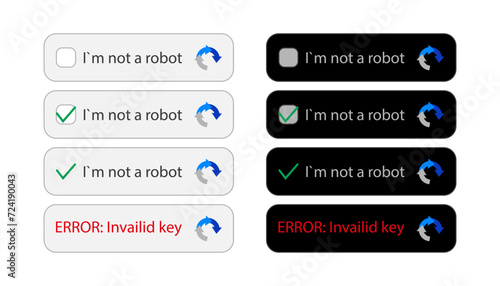 Captcha, I am not a robot. Vector illustration isolated on white background.