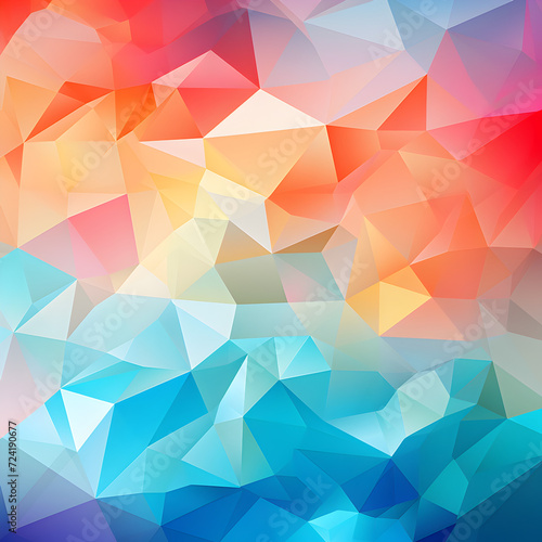 Abstract background with low poly design,, a vibrant abstract background with overlapping geometric shapes in various bright colors 