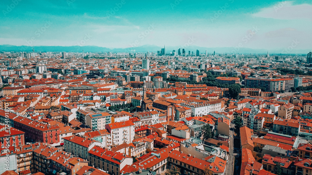Aerial view Milan, Italy