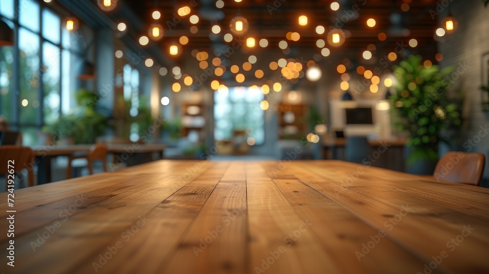 A Casual Business Environment with Blurred Figures and Bokeh Background