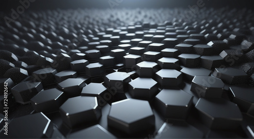 Black Hexagonal Illusion: 3D Abstract Geometric Extravaganza