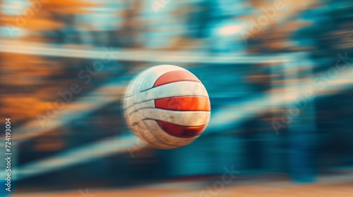 A Blurred Volleyball in Flight Against an Isolated Background