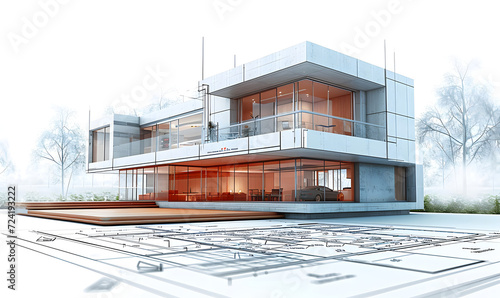 Architecture blueprint, modern house construction © King