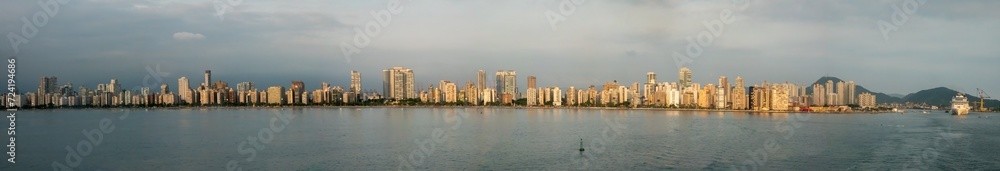 The skyline of the seaport of Santos, the largest port in the southern hemisphere, São Paolo, Brazil